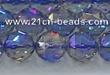 CNC667 15.5 inches 14mm faceted round plated natural white crystal beads