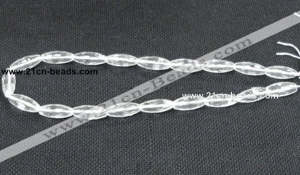 CNC67 8*20mm faceted rice grade A natural white crystal beads