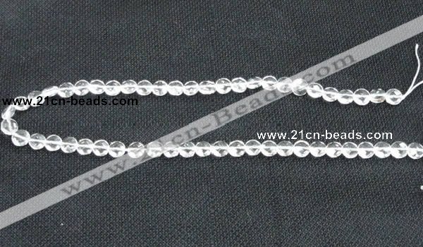 CNC71 15 inches 8mm faceted coin grade A natural white crystal beads