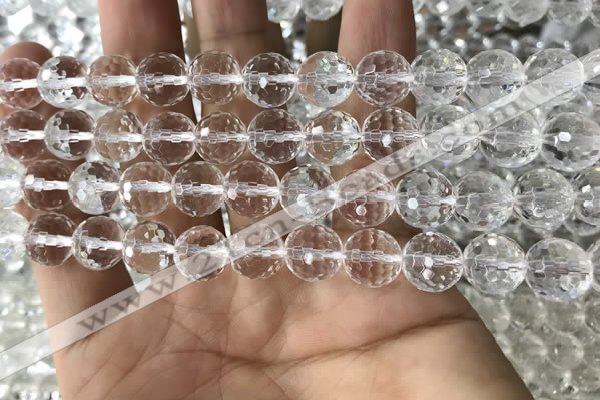 CNC714 15.5 inches 10mm faceted round white crystal beads