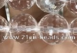 CNC715 15.5 inches 12mm faceted round white crystal beads