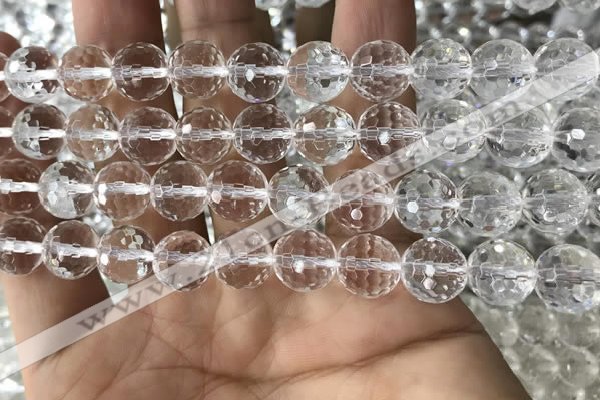 CNC715 15.5 inches 12mm faceted round white crystal beads