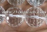 CNC716 15.5 inches 14mm faceted round white crystal beads