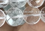 CNC745 15.5 inches 10mm faceted coin white crystal beads