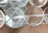 CNC746 15.5 inches 12mm faceted coin white crystal beads