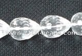 CNC75 10*14mm faceted teardrop grade A natural white crystal beads