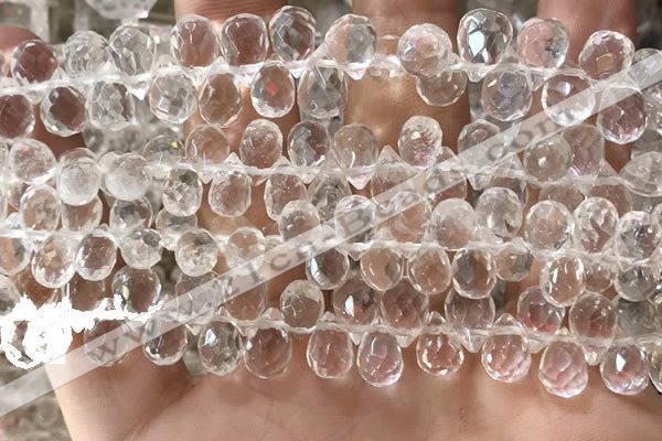 CNC822 Top drilled 6*9mm faceted teardrop white crystal beads