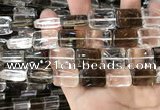 CNC827 15.5 inches 13*18mm rectangle white crystal & smoky quartz beads