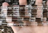 CNC829 8*12mm faceted rectangle white crystal & smoky quartz beads