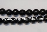 CNE03 15.5 inches 8mm round black stone needle beads wholesale