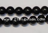 CNE05 15.5 inches 12mm round black stone needle beads wholesale