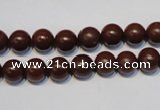 CNE09 15.5 inches 8mm round red stone needle beads wholesale