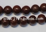 CNE12 15.5 inches 14mm round red stone needle beads wholesale