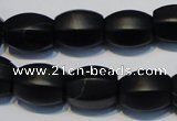 CNE16 15.5 inches 12*16mm drum black stone needle beads wholesale