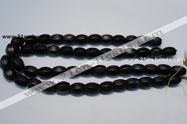 CNE16 15.5 inches 12*16mm drum black stone needle beads wholesale