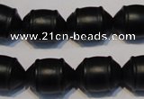 CNE17 15.5 inches 12*16mm barrel black stone needle beads wholesale