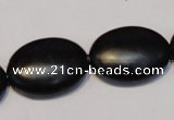 CNE18 15.5 inches 18*25mm oval black stone needle beads wholesale