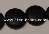 CNE19 15.5 inches 20mm flat round black stone needle beads wholesale