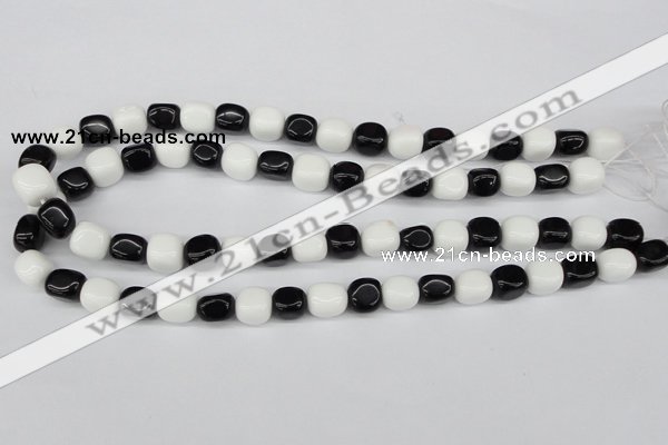 CNG02 15.5 inches 9*12mm nuggets black & white agate beads