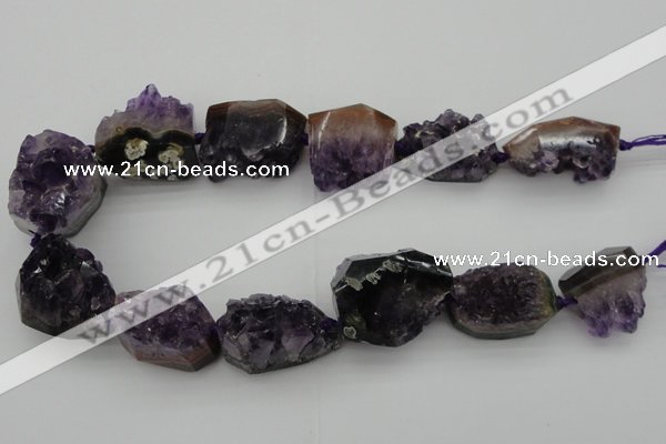 CNG1019 15.5 inches 20*25mm - 25*35mm nuggets amethyst gemstone beads