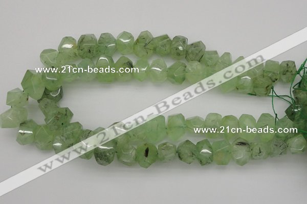 CNG1022 10*14mm - 15*20mm faceted nuggets green rutilated quartz beads