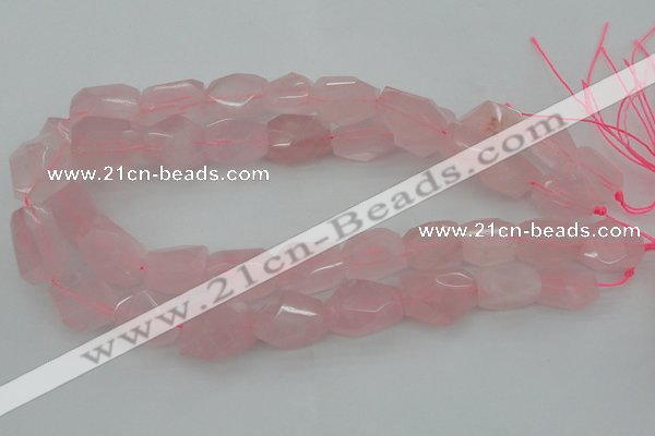 CNG1056 15.5 inches 12*16mm - 15*20mm faceted nuggets rose quartz beads