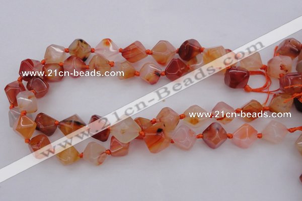 CNG1065 15.5 inches 12*16mm - 15*20mm faceted bicone red agate beads