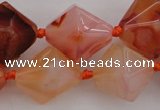 CNG1066 15.5 inches 13*18mm - 16*22mm faceted bicone red agate beads