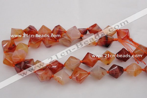 CNG1067 15.5 inches 15*20mm - 18*25mm faceted bicone red agate beads