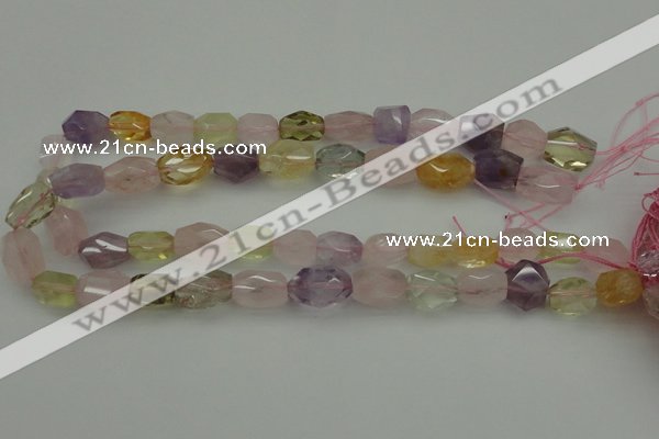 CNG1103 15.5 inches 12*16mm - 13*18mm faceted nuggets mixed quartz beads