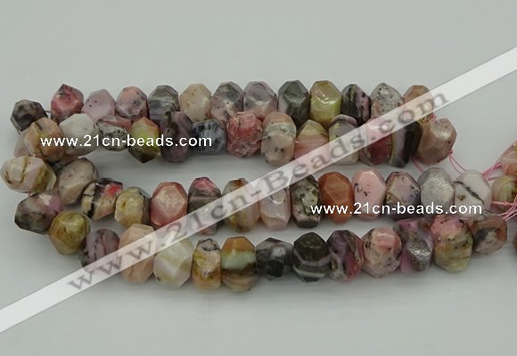 CNG1172 12*16mm - 15*20mm faceted nuggets pink opal gemstone beads