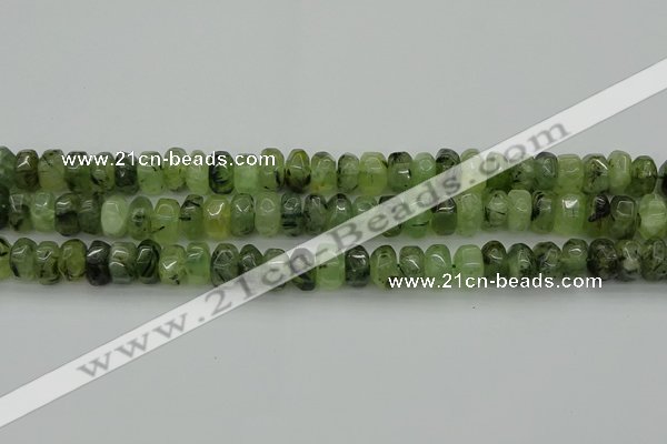 CNG1179 15.5 inches 6*14mm - 8*14mm nuggets green rutilated quartz beads