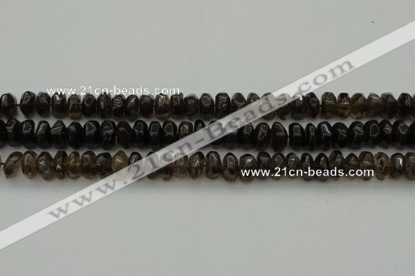 CNG1181 15.5 inches 6*14mm - 8*14mm nuggets smoky quartz beads