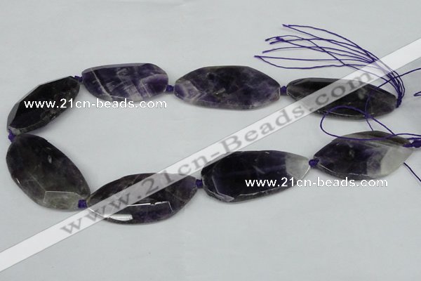 CNG1227 15.5 inches 20*40mm - 25*50mm freeform amethyst beads