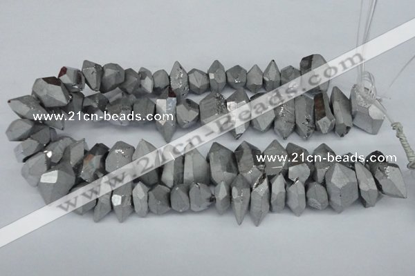 CNG1300 15.5 inches 10*20mm - 15*30mm faceted nuggets plated quartz beads