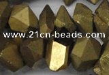 CNG1301 15.5 inches 10*20mm - 15*30mm faceted nuggets plated quartz beads