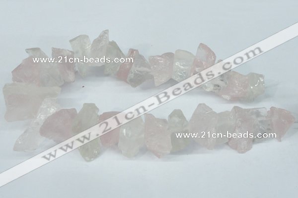 CNG1310 15*22mm – 16*35mm nuggets white crystal & rose quartz beads