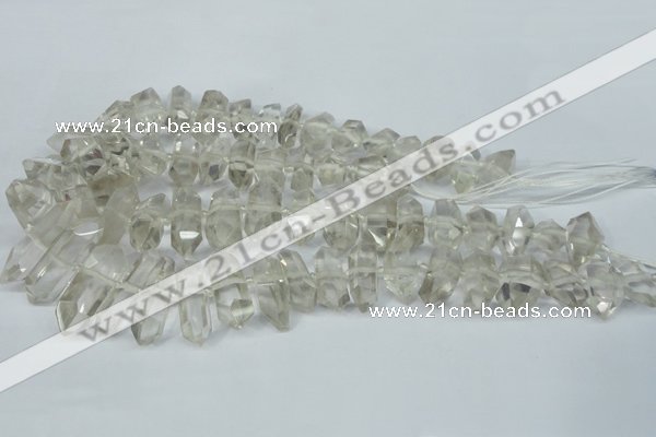 CNG1315 10*25mm – 12*35mm faceted nuggets smoky quartz beads