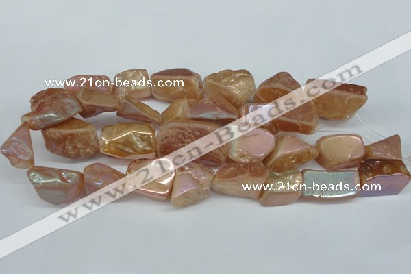 CNG1321 15.5 inches 15*30mm – 25*35mm nuggets plated quartz beads