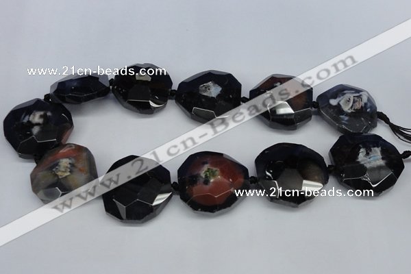 CNG1338 15.5 inches 32*35mm faceted freeform agate beads