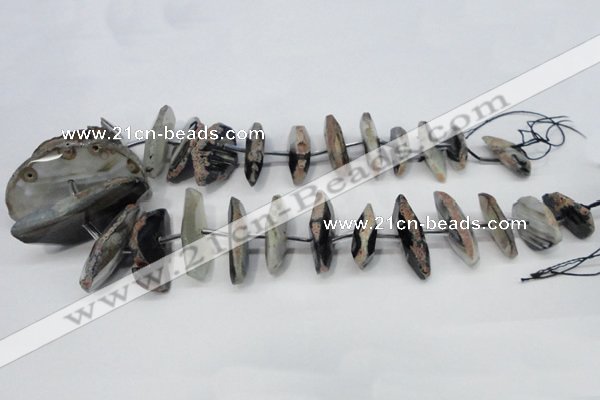 CNG1383 15.5 inches 10*25mm - 40*55mm faceted freeform agate beads