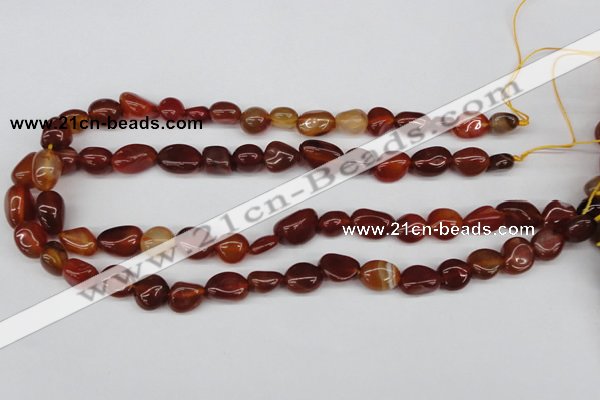 CNG14 15.5 inches 9*14mm nuggets red agate gemstone beads