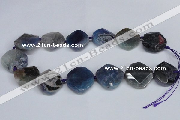 CNG1409 15.5 inches 25*30mm - 30*35mm faceted freeform agate beads