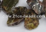 CNG1430 Top drilled 20*25mm - 30*40mm freeform green garnet beads