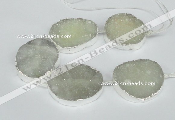 CNG1490 8 inches 30*35mm - 35*45mm freeform agate beads with brass setting