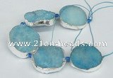 CNG1492 8 inches 30*35mm - 35*45mm freeform agate beads with brass setting