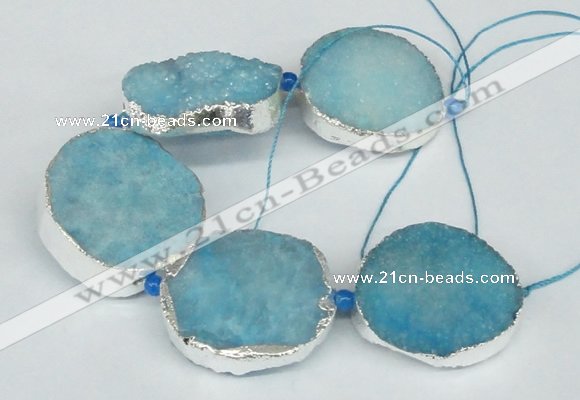 CNG1492 8 inches 30*35mm - 35*45mm freeform agate beads with brass setting