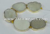 CNG1497 8 inches 30*35mm - 35*45mm freeform agate beads with brass setting