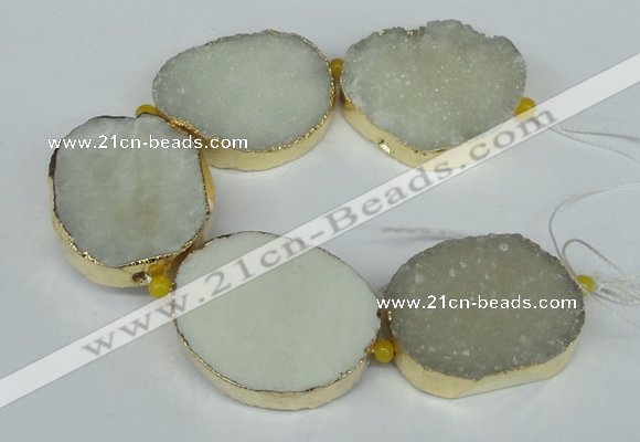 CNG1497 8 inches 30*35mm - 35*45mm freeform agate beads with brass setting