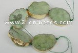 CNG1500 8 inches 30*35mm - 35*45mm freeform agate beads with brass setting